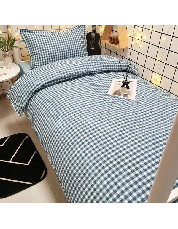 Factory Wholesale Student Dormitory 3-piece set, single cotton 4-piece set, cotton quilt cover, simple bed sheet, one for distribution