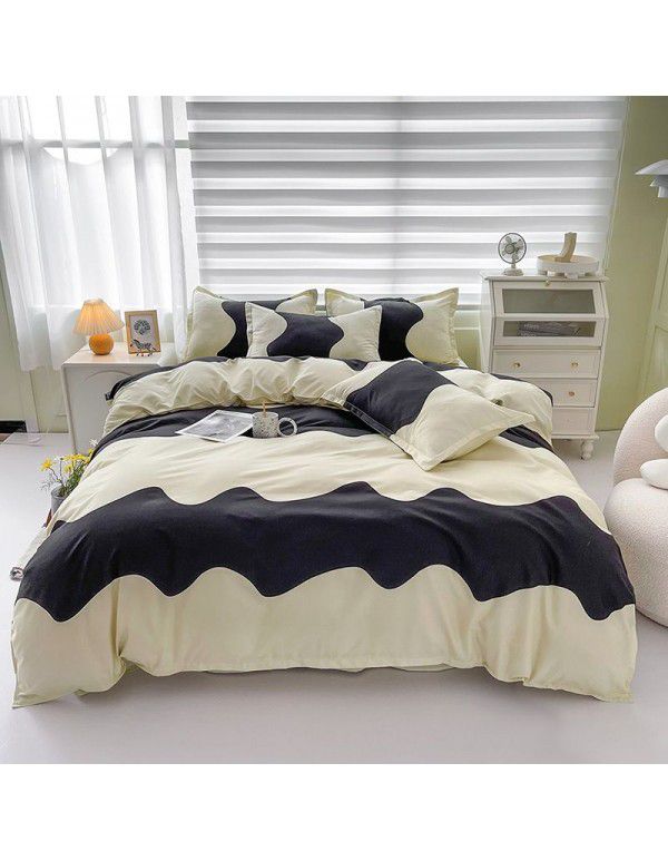 Thickened brushed four piece set single student dormitory three piece set simple bed sheet quilt cover gift bedding wholesale