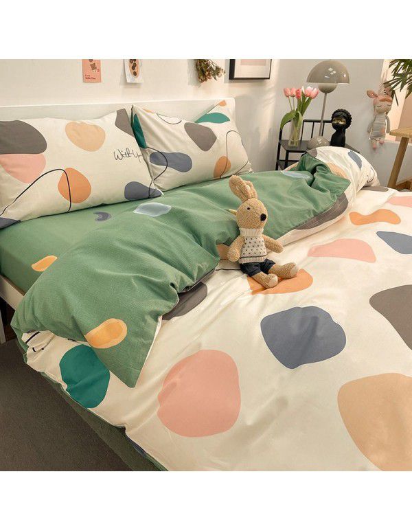 New 40 Thread Count Thickened Cotton Four Piece Single Twin Student Dormitory Bedding Sheet All Cotton Three Piece Bedding