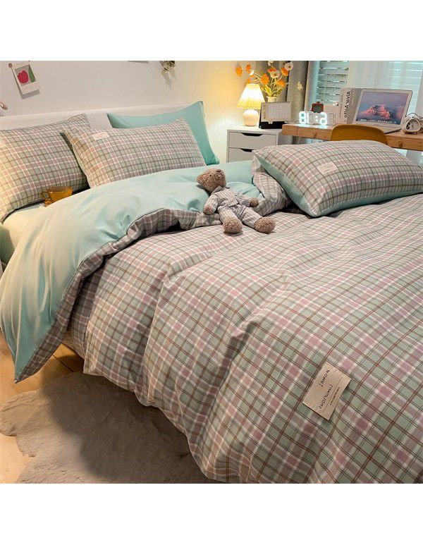Manufacturer wholesale four piece sets of washable cotton bed sheets, quilt sets, single bed products, student dormitory bed sheets, three piece sets