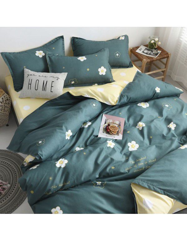 Thickened brushed four piece set single student dormitory three piece set simple bed sheet quilt cover gift bedding wholesale