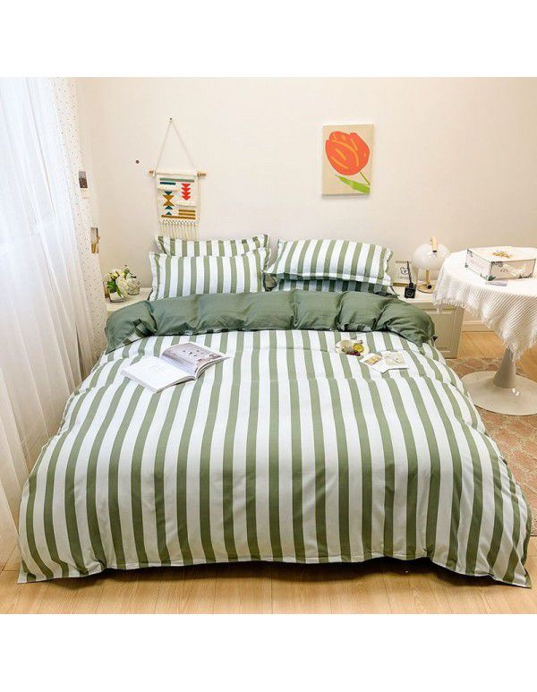 Thickened brushed four piece set single student dormitory three piece set simple bed sheet quilt cover gift bedding wholesale