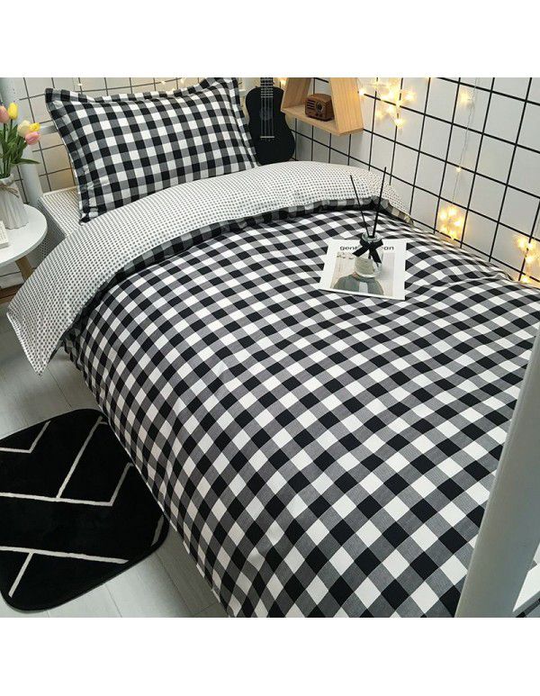 Factory Wholesale Student Dormitory 3-piece set, single cotton 4-piece set, cotton quilt cover, simple bed sheet, one for distribution