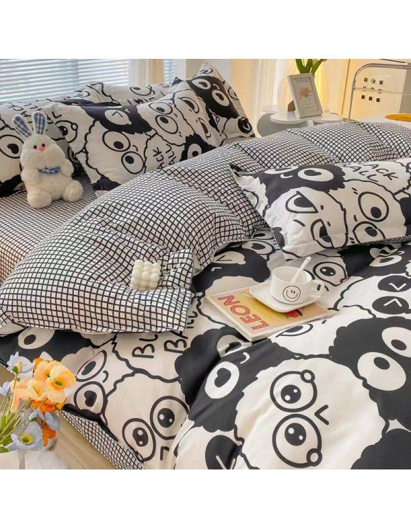 Thickened brushed four piece set single student dormitory three piece set simple bed sheet quilt cover gift bedding wholesale
