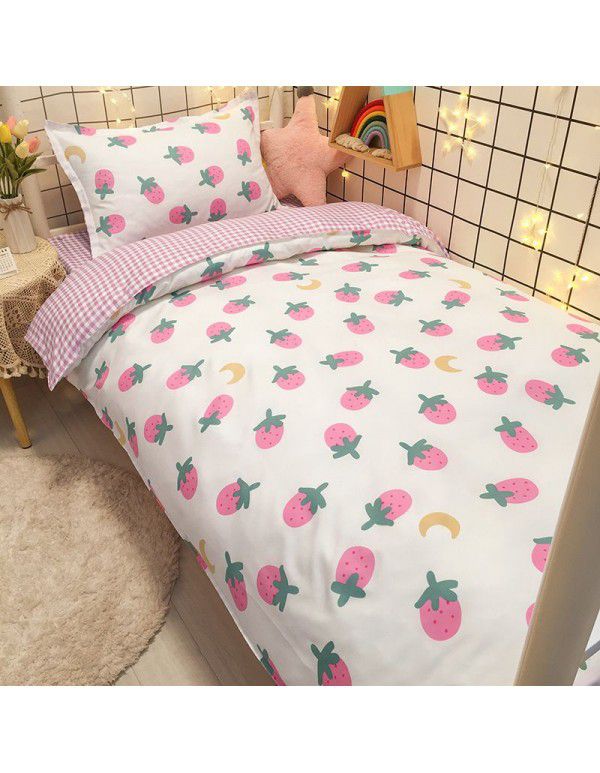 Factory Wholesale Student Dormitory 3-piece set, single cotton 4-piece set, cotton quilt cover, simple bed sheet, one for distribution
