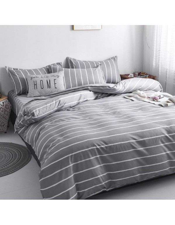 Thickened brushed four piece set single student dormitory three piece set simple bed sheet quilt cover gift bedding wholesale