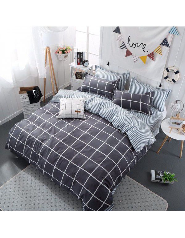 Wholesale thickened and brushed four piece sets of student dormitory three piece sets of spring, autumn and winter single sheets, quilt covers and bedding