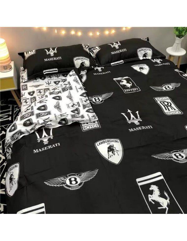 Ins Simple Nordic Gentleman Men's Grey Duvet Cover Four Piece Bedding Set Student Dormitory Bed Sheet Three Piece Set