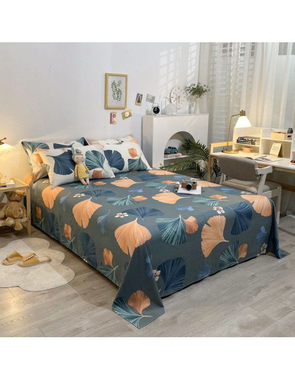 Four piece set in bed, all cotton Nordic style four piece set, 100 cotton spring and autumn bed sheet, fitted sheet, single dormitory set