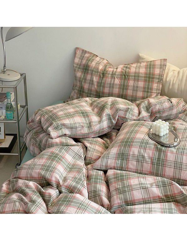 Wuji Class A pure cotton four piece single double bed household quilt cover sheet 100% cotton washable cotton fine fitted sheet set