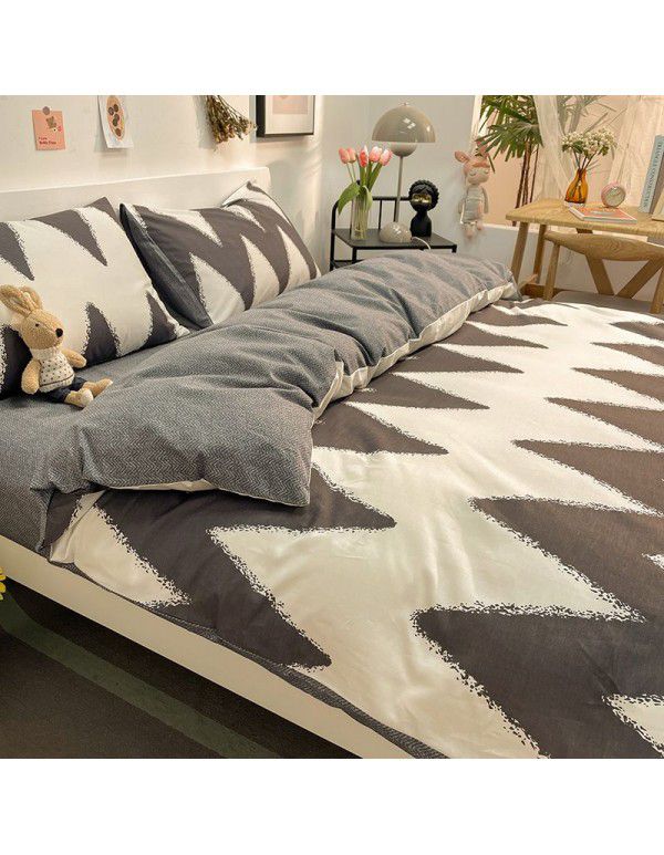 New 40 Thread Count Thickened Cotton Four Piece Single Twin Student Dormitory Bedding Sheet All Cotton Three Piece Bedding