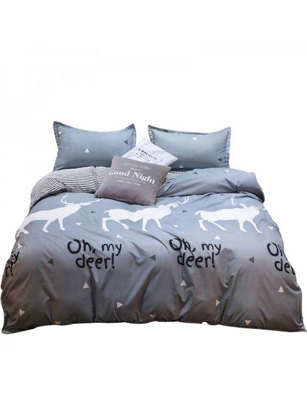 Wholesale fashion household goods Aloe cotton 4-piece bed sheet, brushed cross-border home textile 3-piece set, issued on behalf