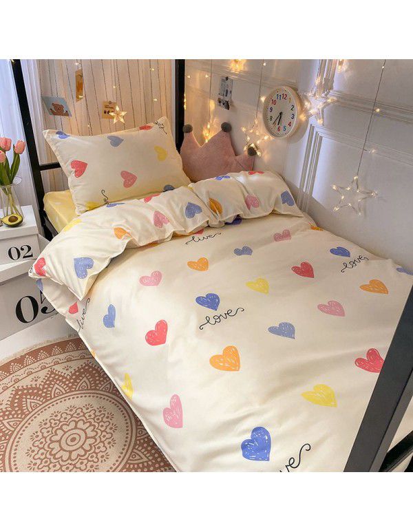 Factory Wholesale Student Dormitory 3-piece set, single cotton 4-piece set, cotton quilt cover, simple bed sheet, one for distribution