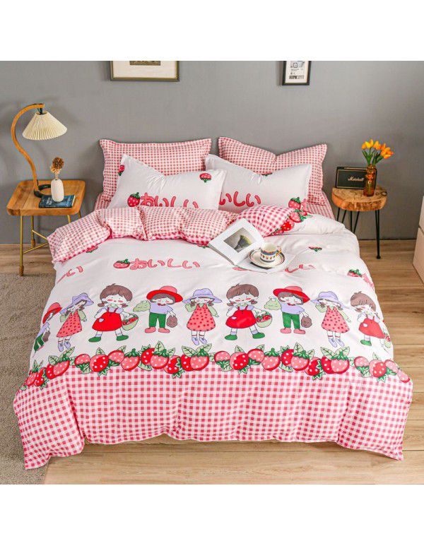 Wholesale thickened and brushed four piece sets of student dormitory three piece sets of spring, autumn and winter single sheets, quilt covers and bedding