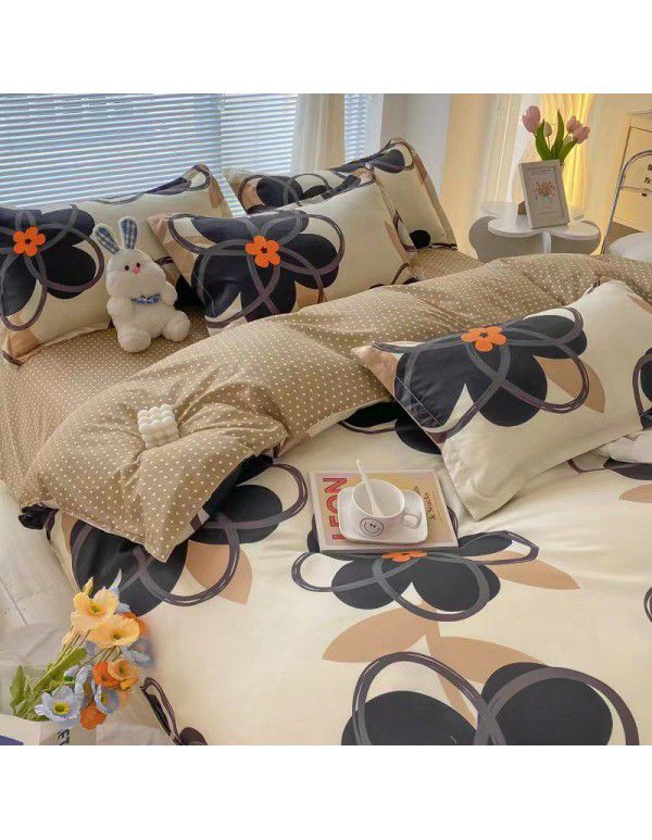 Thickened brushed four piece set single student dormitory three piece set simple bed sheet quilt cover gift bedding wholesale