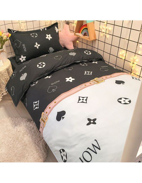 Factory Wholesale Student Dormitory 3-piece set, single cotton 4-piece set, cotton quilt cover, simple bed sheet, one for distribution