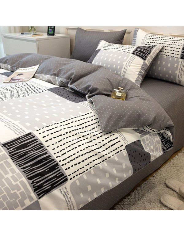 New 40 Thread Count Thickened Cotton Four Piece Single Twin Student Dormitory Bedding Sheet All Cotton Three Piece Bedding