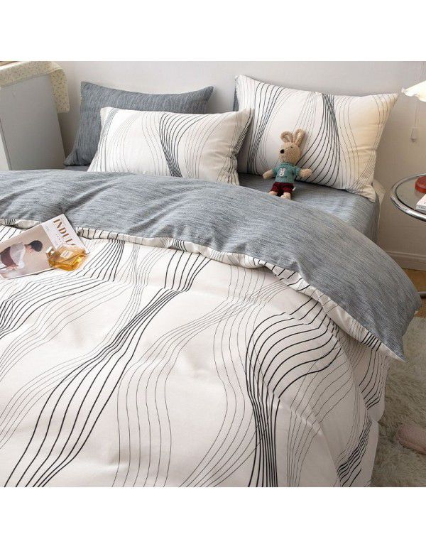 New 40 Thread Count Thickened Cotton Four Piece Single Twin Student Dormitory Bedding Sheet All Cotton Three Piece Bedding