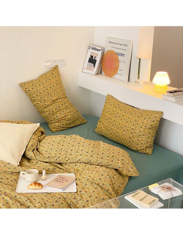 Live broadcast agent ins small fresh four piece pure cotton cotton 40 small flower single double bed single set wholesale