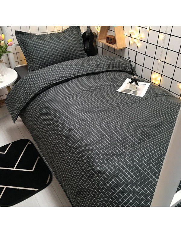 Factory Wholesale Student Dormitory 3-piece set, single cotton 4-piece set, cotton quilt cover, simple bed sheet, one for distribution