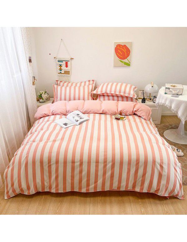 Thickened brushed four piece set single student dormitory three piece set simple bed sheet quilt cover gift bedding wholesale