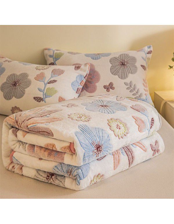 Winter thickened plush bed sheet single piece milk crystal coral flannel flannel quilt sheet cover cushion dual-use