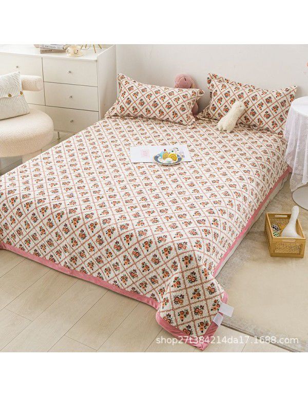 New Milk Pile Bed Cover Three piece Student Dormitory Mattress Blanket Multi functional Non slip Cushion Right Angle Tatami