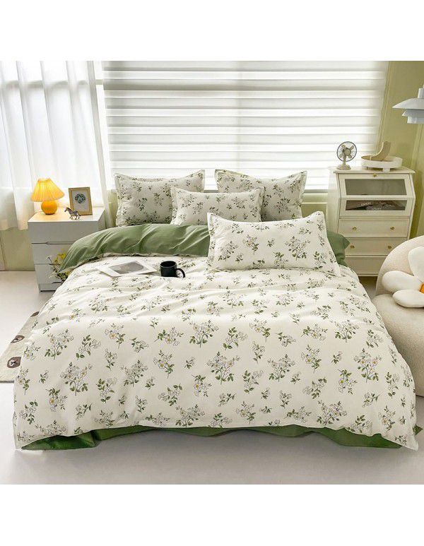 Thickened brushed four piece set single student dormitory three piece set simple bed sheet quilt cover gift bedding wholesale