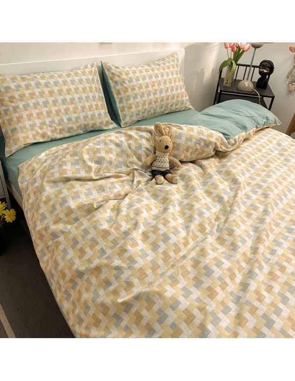 New 40 Thread Count Thickened Cotton Four Piece Single Twin Student Dormitory Bedding Sheet All Cotton Three Piece Bedding