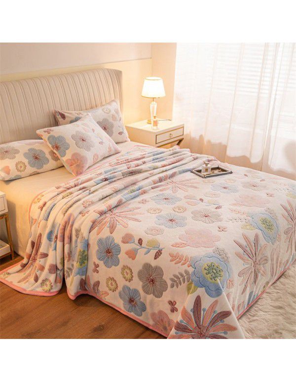 Winter thickened plush bed sheet single piece milk crystal coral flannel flannel quilt sheet cover cushion dual-use