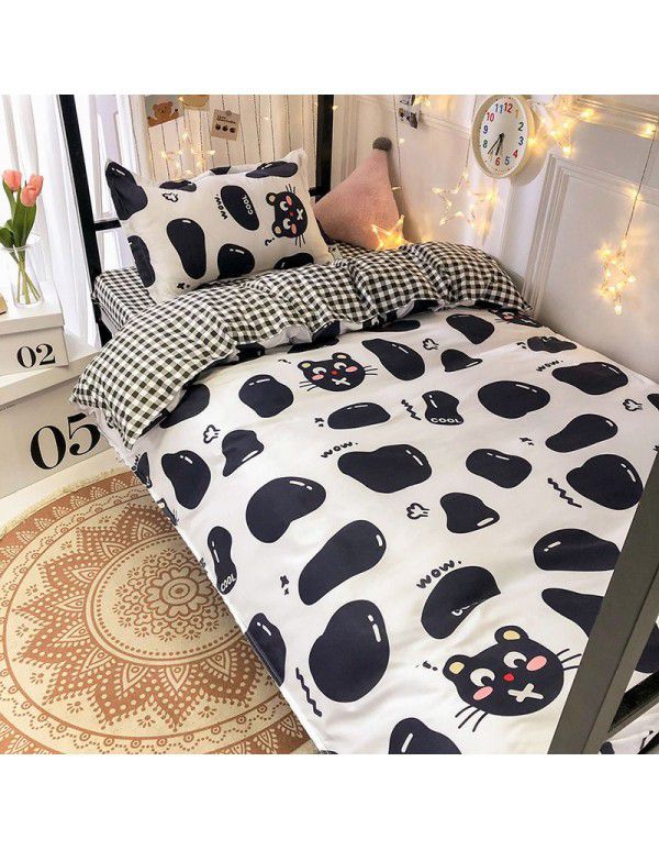 Factory Wholesale Student Dormitory 3-piece set, single cotton 4-piece set, cotton quilt cover, simple bed sheet, one for distribution