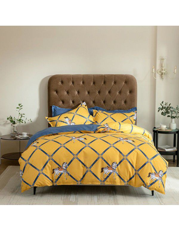 Wholesale fashion household goods Aloe cotton 4-piece bed sheet, brushed cross-border home textile 3-piece set, issued on behalf
