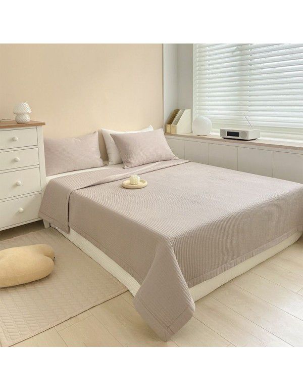 Korean bear embroidery cotton bed cover three piece quilted bed sheet four seasons quilting cover blanket tamins