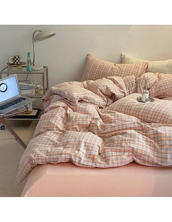 Wuji Class A pure cotton four piece single double bed household quilt cover sheet 100% cotton washable cotton fine fitted sheet set