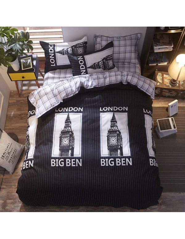 Wholesale fashion household goods Aloe cotton 4-piece bed sheet, brushed cross-border home textile 3-piece set, issued on behalf