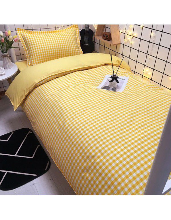 Factory Wholesale Student Dormitory 3-piece set, single cotton 4-piece set, cotton quilt cover, simple bed sheet, one for distribution