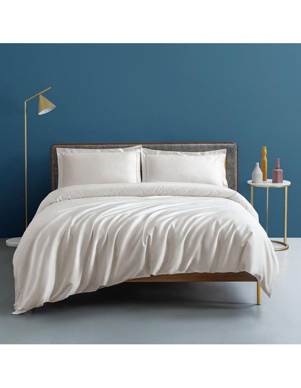 One piece of 100 thread satin pure cotton four piece set of all cotton sheet plain color fitted sheet pony cotton quilt cover