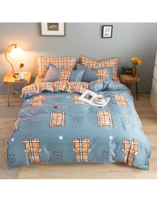 Wholesale thickened and brushed four piece sets of student dormitory three piece sets of spring, autumn and winter single sheets, quilt covers and bedding