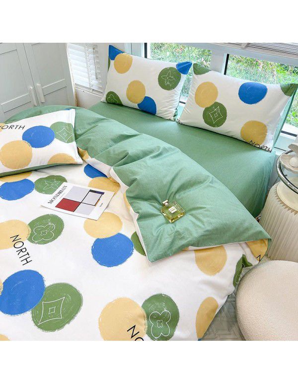 New 40 Thread Count Thickened Cotton Four Piece Single Twin Student Dormitory Bedding Sheet All Cotton Three Piece Bedding