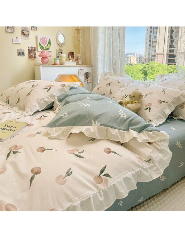 Wholesale of all cotton 60 thread cotton four piece bed sheets Nantong Xinjiang cotton bed sheet and quilt cover three piece student dormitory