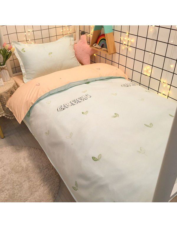 Factory Wholesale Student Dormitory 3-piece set, single cotton 4-piece set, cotton quilt cover, simple bed sheet, one for distribution
