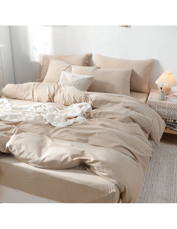 All cotton washed cotton four piece set simple cotton checked quilt cover bedspread sets supplied directly by the manufacturer for wholesale