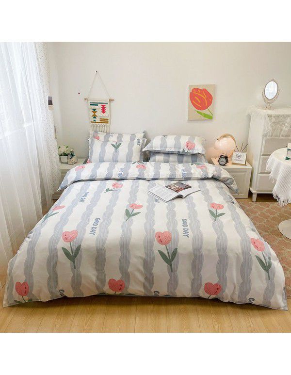 Thickened brushed four piece set single student dormitory three piece set simple bed sheet quilt cover gift bedding wholesale