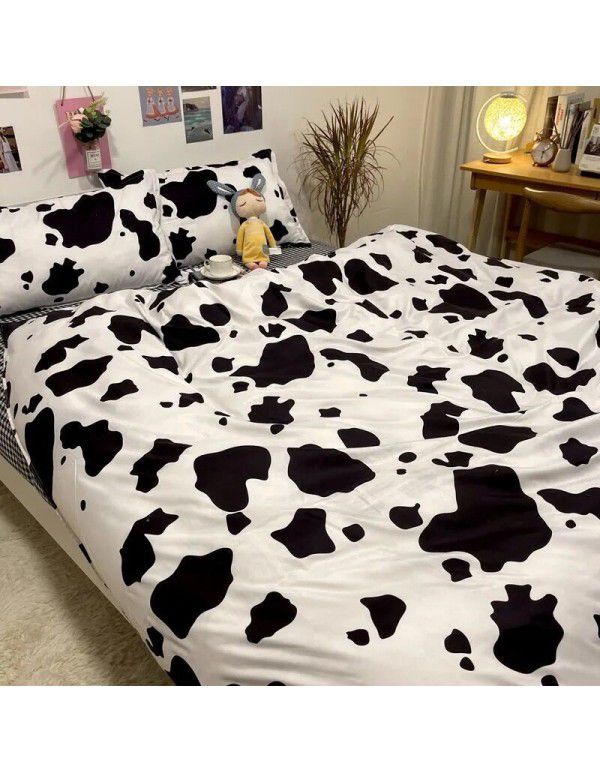 Ins Simple Nordic Gentleman Men's Grey Duvet Cover Four Piece Bedding Set Student Dormitory Bed Sheet Three Piece Set
