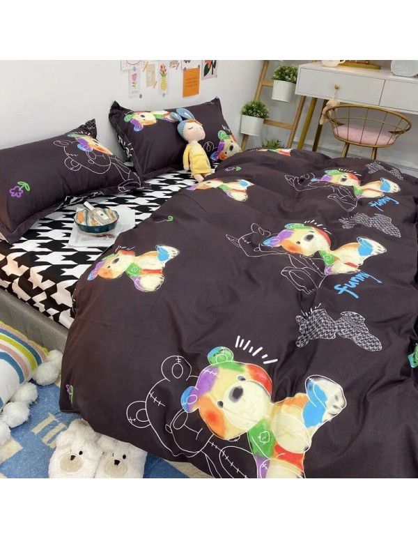 Ins Simple Nordic Gentleman Men's Grey Duvet Cover Four Piece Bedding Set Student Dormitory Bed Sheet Three Piece Set