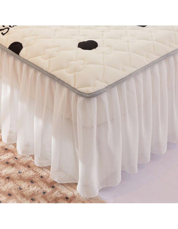 Class A milk flannel lace bed skirt antibacterial cotton quilt bed cover mattress thickened densified soybean anti bacteria bed skirt three piece set