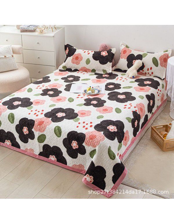 New Milk Pile Bed Cover Three piece Student Dormitory Mattress Blanket Multi functional Non slip Cushion Right Angle Tatami