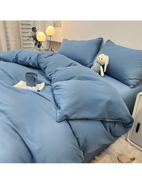 Manufacturer's direct sales of four piece plain bed quilt cover, bed sheet, fitted sheet, three piece single student dormitory