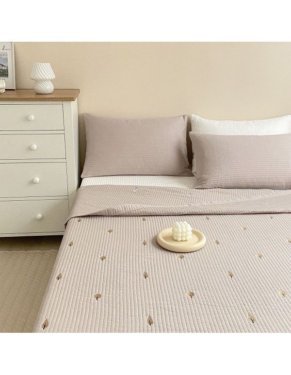 Korean bear embroidery cotton bed cover three piece quilted bed sheet four seasons quilting cover blanket tamins