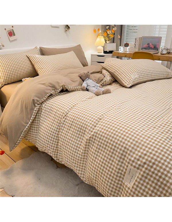 Manufacturer wholesale four piece sets of washable cotton bed sheets, quilt sets, single bed products, student dormitory bed sheets, three piece sets